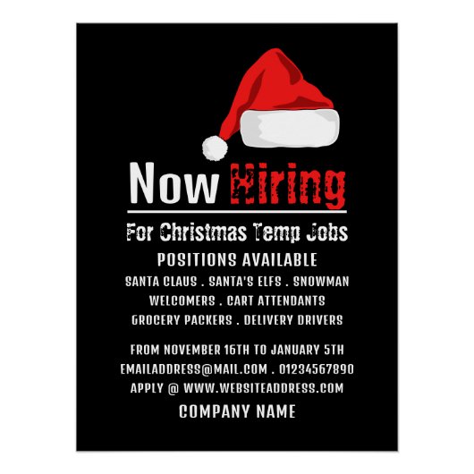 Santa Hat, Seizoensgebonden Recruitment Adverteren Perfect Poster (Voorkant)