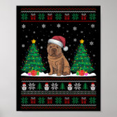 Santa Hat Shar Pei Dog Kerstboom Lights Ugly Poster (Voorkant)