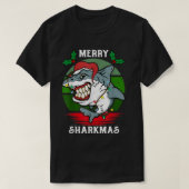 Santa Hat Shark Merry Sharkmas Christmas PJ Pajama T-shirt (Design voorkant)