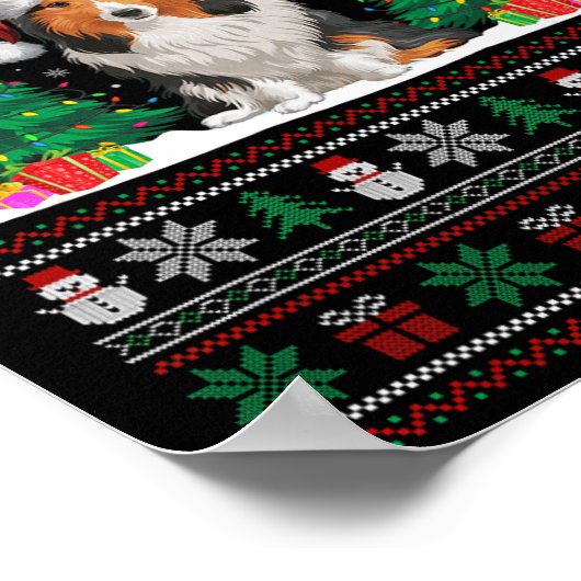 Santa Hat Shetland Herdershond Xmas Tree Light Ug Poster (Hoek)