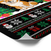 Santa Hat Shiba Inu Dog Kerstboom Lights Ugly Poster (Hoek)