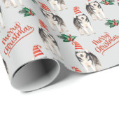 Santa Hat Siberian Husky kerstpapier Cadeaupapier (Rol Hoek)