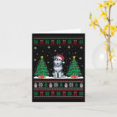 Santa Hat Siberische Husky Dog Xmas Tree Lights Ug Kaart (Gele Bloem)