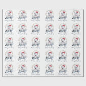 Santa Hat Siberische Husky Pup krans vakantie Cadeaupapier (Vlak)