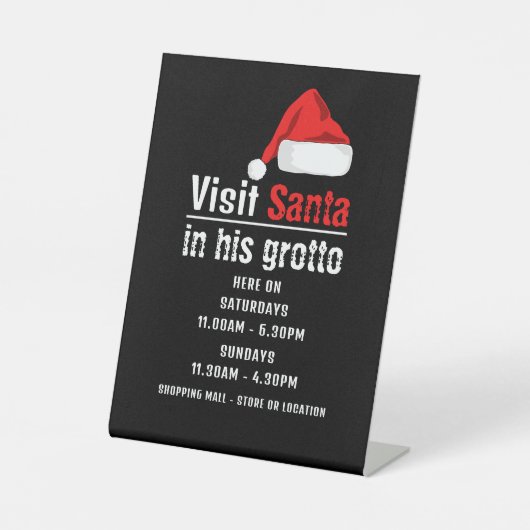 Santa Hat, Sinterklaas bezoekersuren Reclamebord Met Voetstuk (Voorkant)