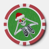 Santa Hat Skeleton Ornament Eyes on Green Sparkles Poker Chips (Voorkant)