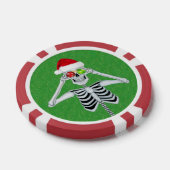 Santa Hat Skeleton Ornament Eyes on Green Sparkles Poker Chips (Enkel)