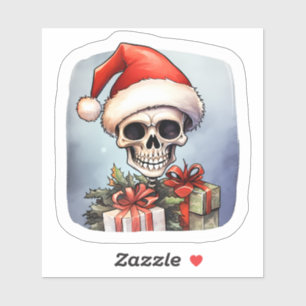 Santa Hat Skeleton verspreidt kerstvreugde Sticker