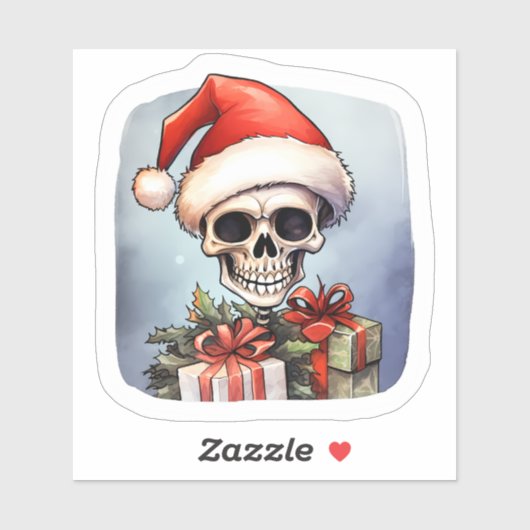Santa Hat Skeleton verspreidt kerstvreugde Sticker (Vel)