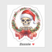 Santa Hat Skeleton voor Kerstmis Cheer Sticker (Vel)