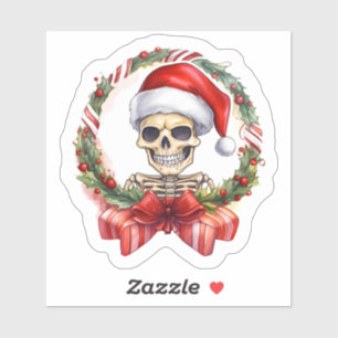 Santa Hat Skeleton voor Kerstmis Cheer Sticker