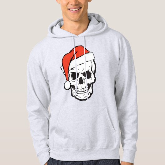 Santa Hat Skull Pun Joke Funny Kersthoodie Hoodie (Voorkant)