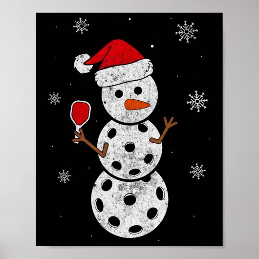Santa Hat Sneeuwman Cadeaus Voor Xmas Fun Pickleba Poster (Voorkant)