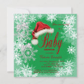 Santa Hat Sneeuwvlok Kerst Baby shower Kaart (Voorkant)