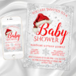 Santa Hat Sneeuwvlok Kerst Baby shower Kaart<br><div class="desc">Kerst baby douche uitnodigingen met schattige rode Santa hoed op een prachtige diamant en sneeuwvlok winter wonderland achtergrond. Deze schattige rode en witte winter wonderland Kerstmis baby douche uitnodigingen zijn gemakkelijk aangepast voor uw evenement door het toevoegen van uw gegevens.</div>