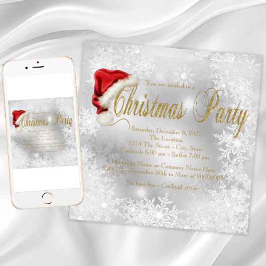 Santa Hat Sneeuwvlok Kerstfeest Kaart