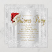 Santa Hat Sneeuwvlok Kerstfeest Uitnodigingen (Voorkant / Achterkant)