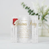 Santa Hat Sneeuwvlok Kerstfeest Uitnodigingen (Staand voorkant)