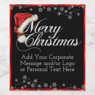 Santa Hat Sneeuwvlok Kerstmis Wijn Flesjes Etikett Wijn Etiket