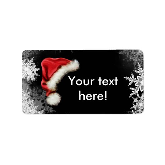 Santa Hat Sneeuwvlok Kerstvakantie Etiket (Voorkant)