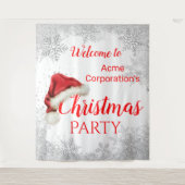 Santa Hat Sneeuwvlok Rode Kerstmis Party Achtergro Wandkleed (Voorkant)