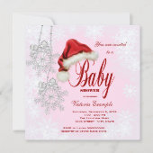 Santa Hat Sneeuwvlokken Meisjes Kerst Baby shower Kaart (Voorkant)