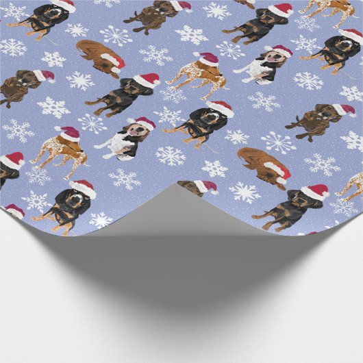 Santa hat Snowflake Blue Cadeaupapier (Hoek)