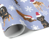 Santa hat Snowflake Blue Cadeaupapier (Rol Hoek)