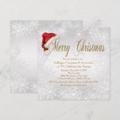 Santa Hat Snowflake Corporate Christmas Party Kaart (Voorkant / Achterkant)