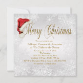 Santa Hat Snowflake Corporate Christmas Party Kaart (Voorkant)