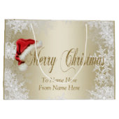 Santa Hat Snowflake Gold Christmas Groot Cadeauzakje (Achterkant)