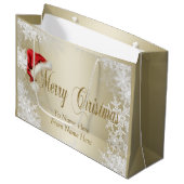 Santa Hat Snowflake Gold Christmas Groot Cadeauzakje (Voorkant Gekanteld)