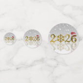 Santa Hat & Snowflake | Golden Happy New Year 2026 Confetti (Voorkanten)