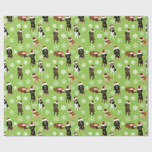 Santa Hat Snowflake Green Cadeaupapier (Vlak)