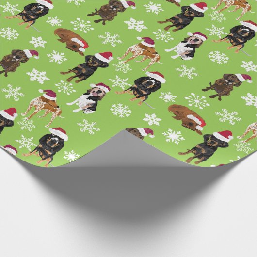 Santa Hat Snowflake Green Cadeaupapier (Hoek)