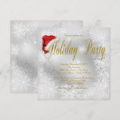 Santa Hat Snowflake Holiday Party Kaart (Voorkant / Achterkant)