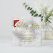 Santa Hat Snowflake Holiday Party Kaart (Staand voorkant)
