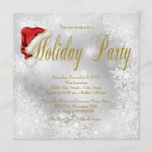 Santa Hat Snowflake Holiday Party Kaart