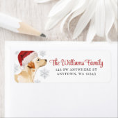 Santa Hat Snowflake Yellow Labrador Retouradres Etiket (Insitu)