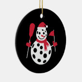 Santa Hat Snowman Familie Kerstmis Matching Pickle Keramisch Ornament (Rechts)