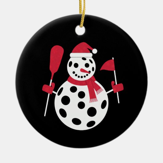 Santa Hat Snowman Familie Kerstmis Matching Pickle Keramisch Ornament (Voorkant)