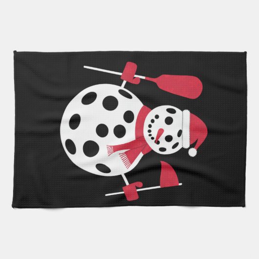 Santa Hat Snowman Familie Kerstmis Matching Pickle Theedoek (Horizontaal)