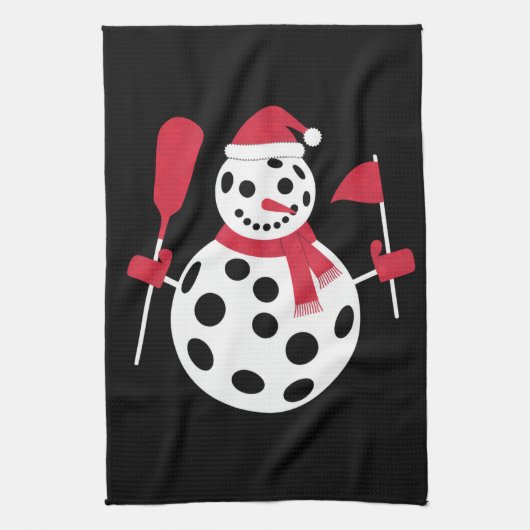 Santa Hat Snowman Familie Kerstmis Matching Pickle Theedoek (Verticaal)