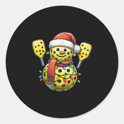 Santa Hat Snowman Family Matching Ckleball Christm Ronde Sticker (Voorkant)