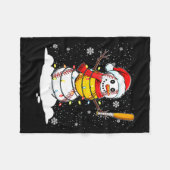 Santa Hat Snowman Xmas Funny Baseball Softball Chr Fleece Deken (Voorkant (Horizontaal))