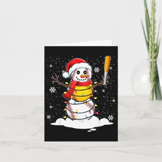 Santa Hat Snowman Xmas Funny Baseball Softball Chr Kaart (Voorkant)