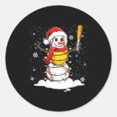 Santa Hat Snowman Xmas Funny Baseball Softball Chr Ronde Sticker (Voorkant)