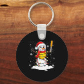 Santa Hat Snowman Xmas Funny Baseball Softball Chr Sleutelhanger (Voorkant)
