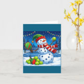 Santa Hat Snowman Xmas Funny Ckleball Christmas  Kaart (Gele Bloem)