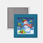 Santa Hat Snowman Xmas Funny Ckleball Christmas Magneet (Voorkant / Achterkant)